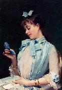 Raimundo Madrazo Portrait Of Aline Mason In Blue oil on canvas